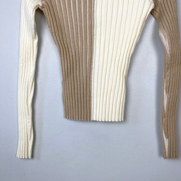 Böhme Colorblock Ribbed Sweater‎ Mock Neck Long Sleeve Stretch Fitted Size XS - Picture 6 of 9